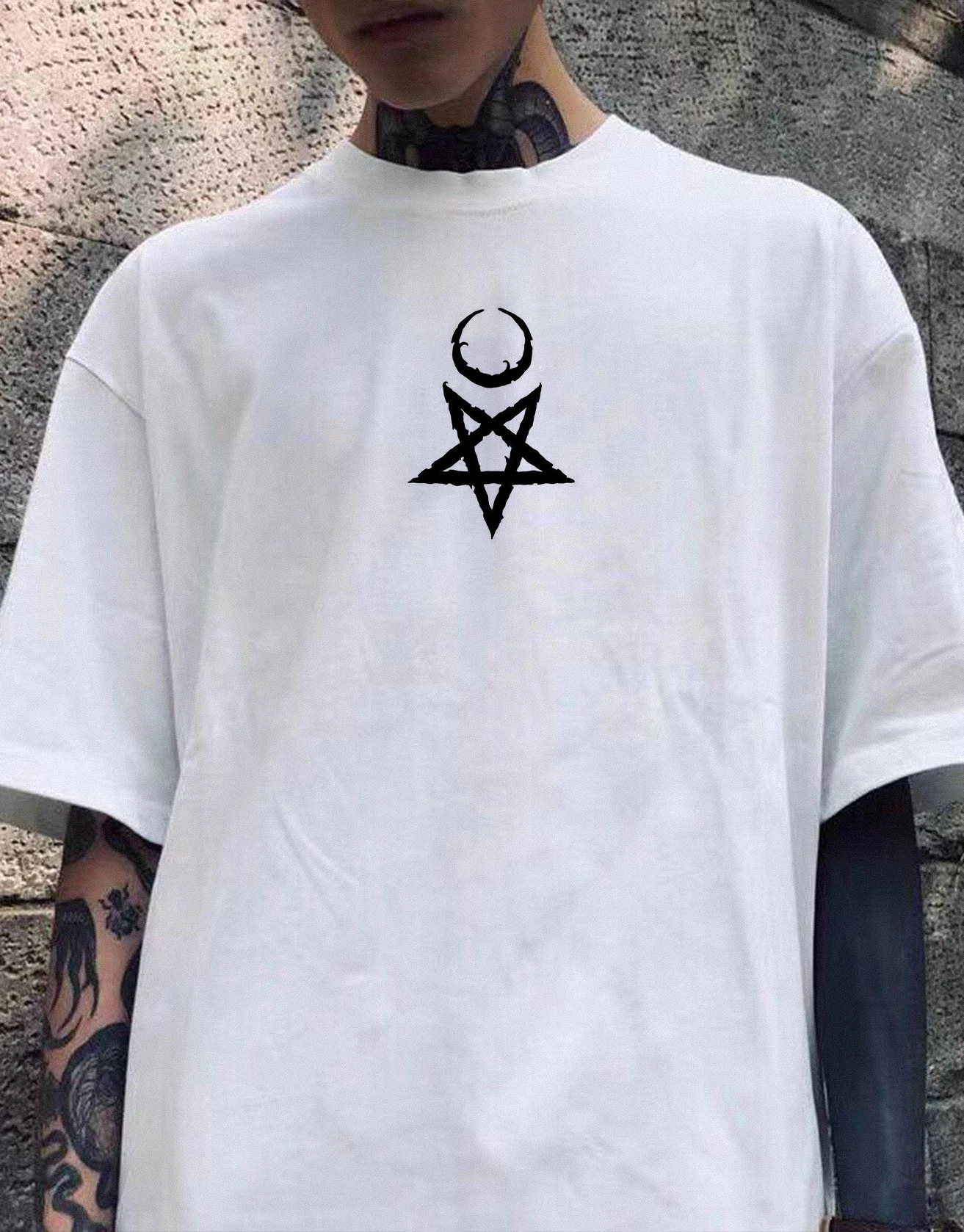 Satan Spell Totem Wizard Print T-shirt