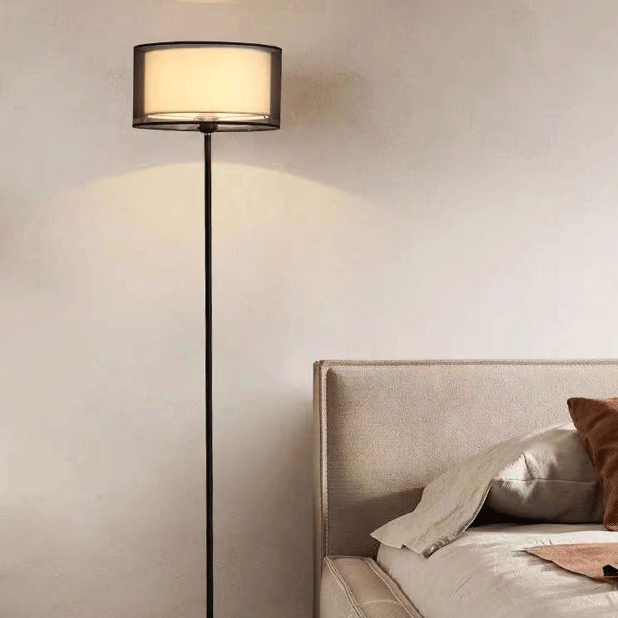 Unusual Metal And Cylindrical Study Room Floor And Table Lamp, Black-Black/Black-White