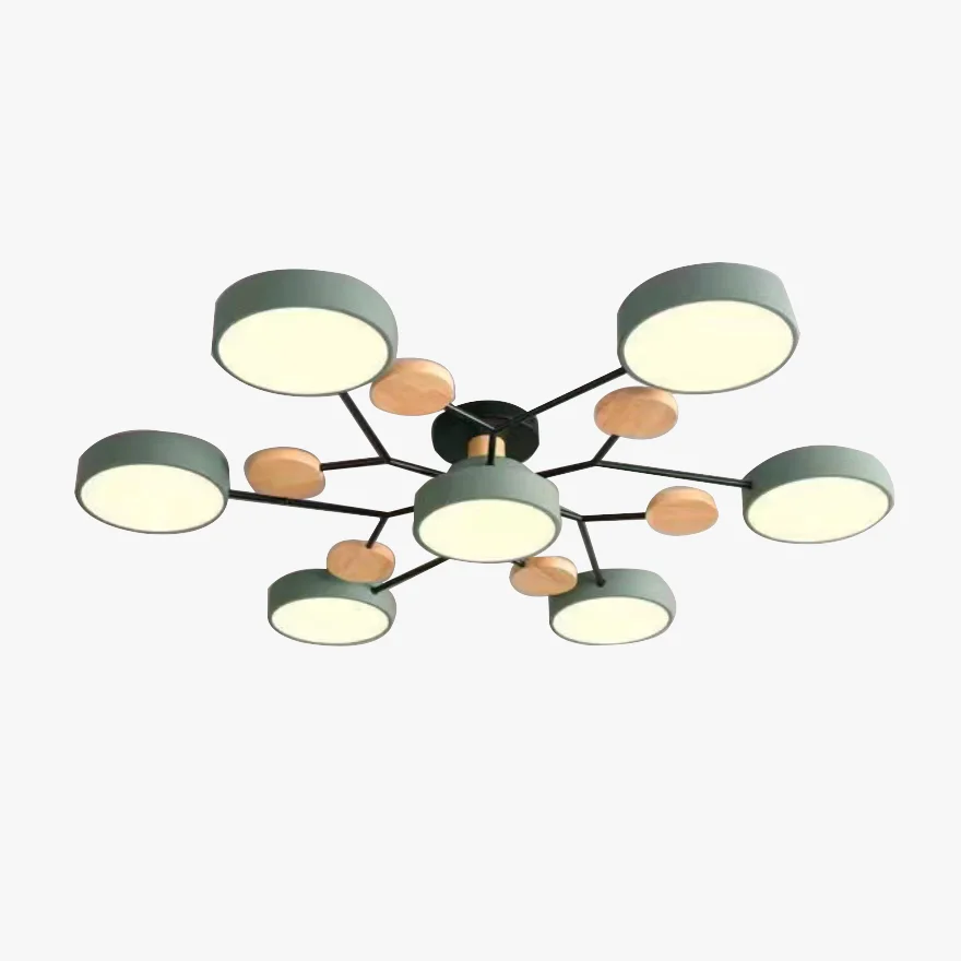 Classical Metal Round Living Room Ceiling Light, Gray/Green/White