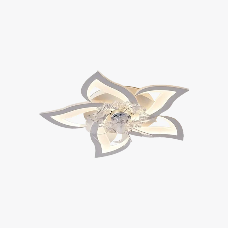 Art Deco Metal And Acrylic Floral Bathroom Ceiling Light, White, Trichromatic Light