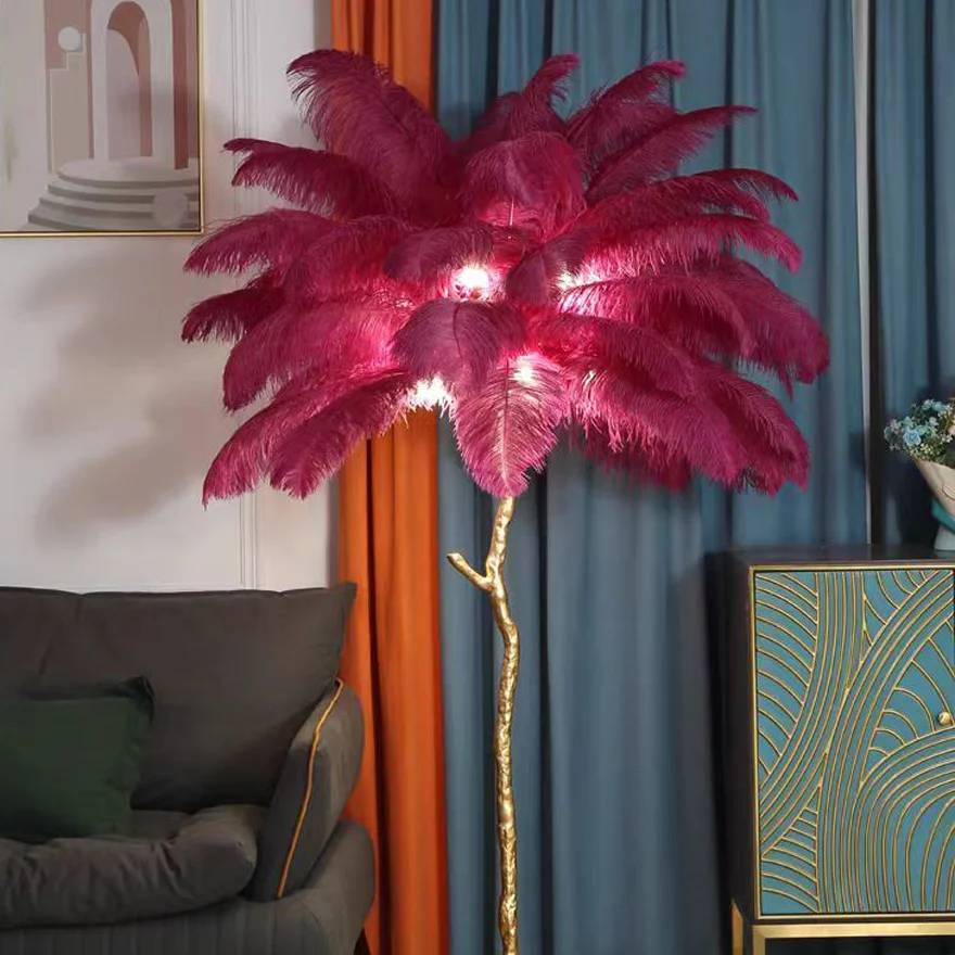 Art Deco Feather Dendritic Living Room Floor Lamp, 10 Color