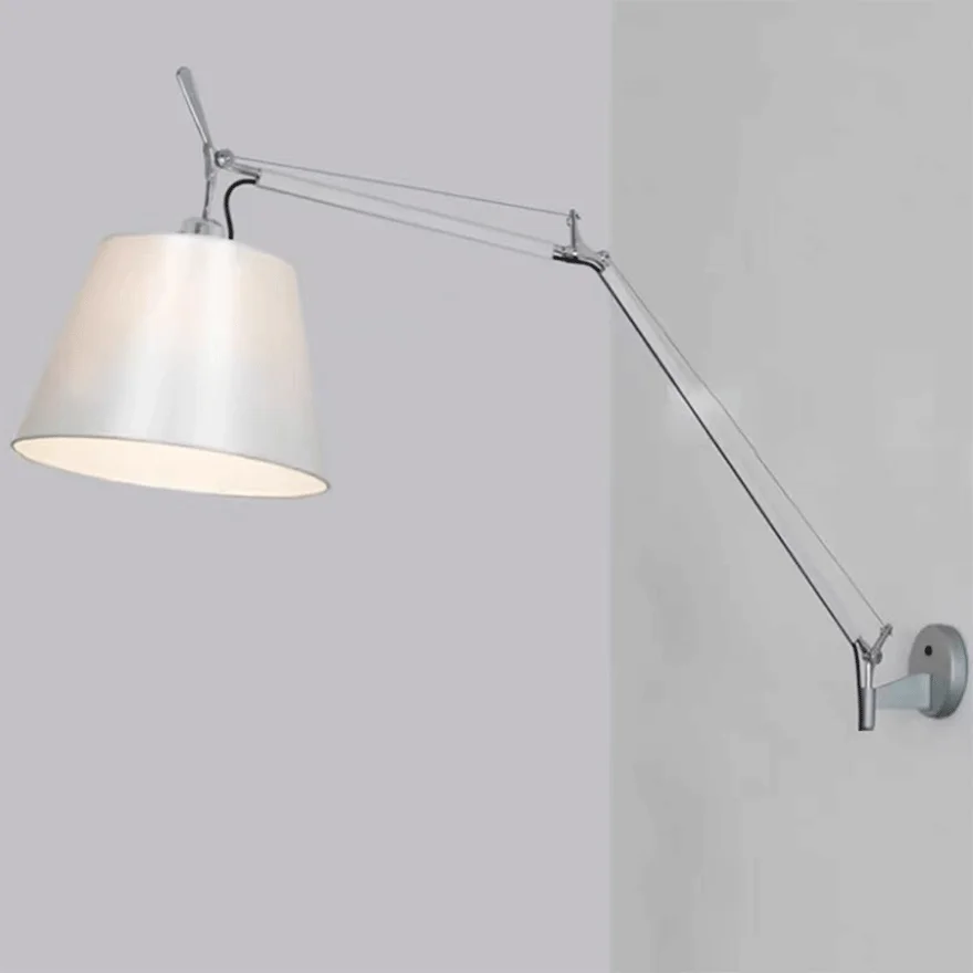 Minimalist Metal And Fabric Hooded Adjustable Bathroom Wall Lamp, Silver