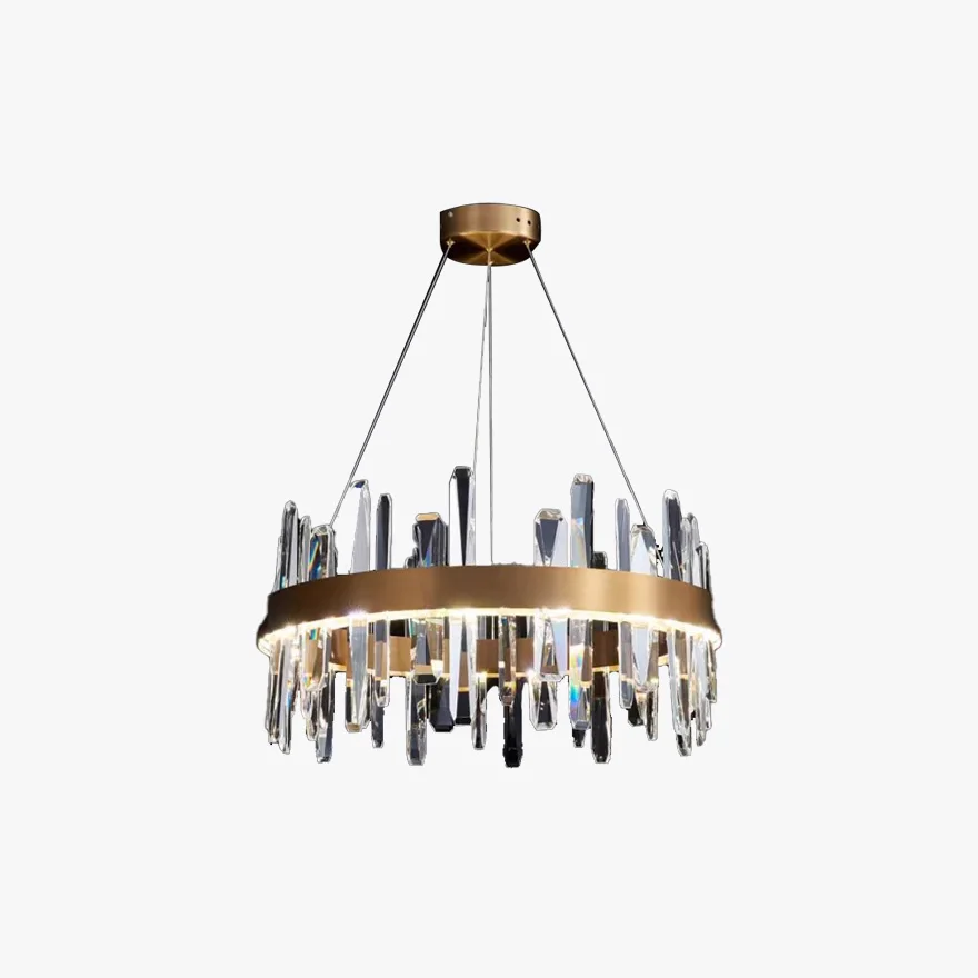 Modern Stainless steel And Crystal Ring Chandelier Pendant Light, Black/Gold