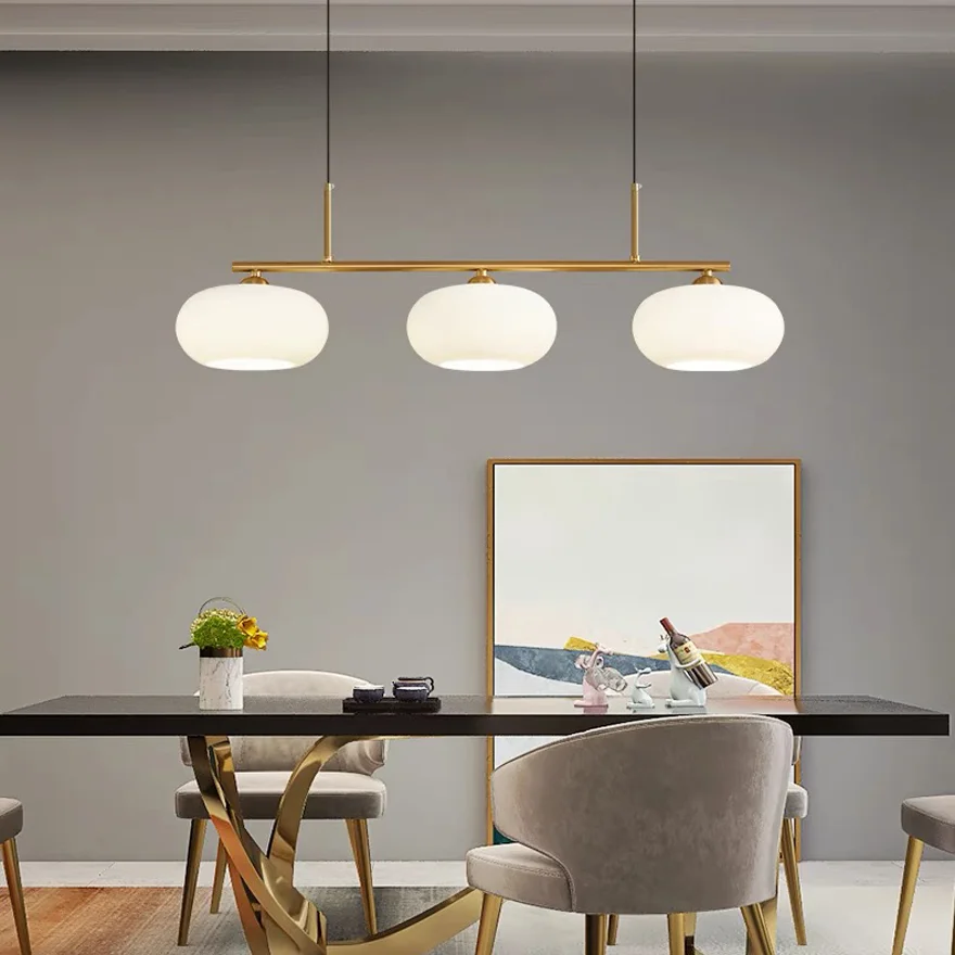 Modern Metal And Glass Drum Dining Room Pendant Light, Gold/Silver