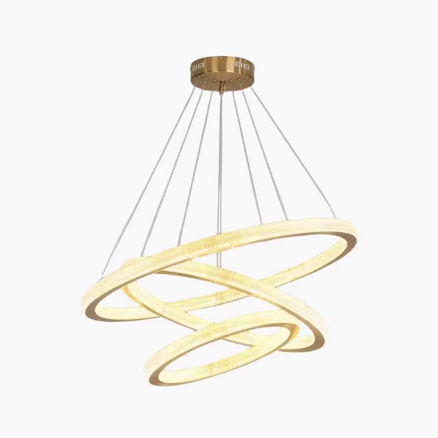 Contemporary Metal And Acrylic Ring Living Room Pendant Light, Gold