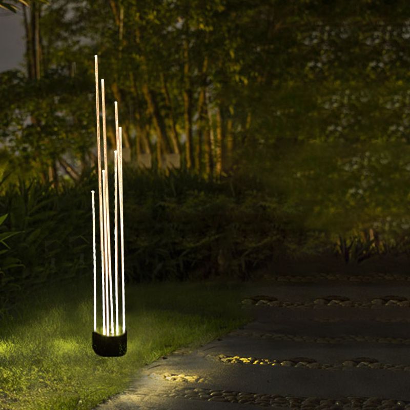 Art Deco Metal Linear Outdoor Floor Lamps, Clear