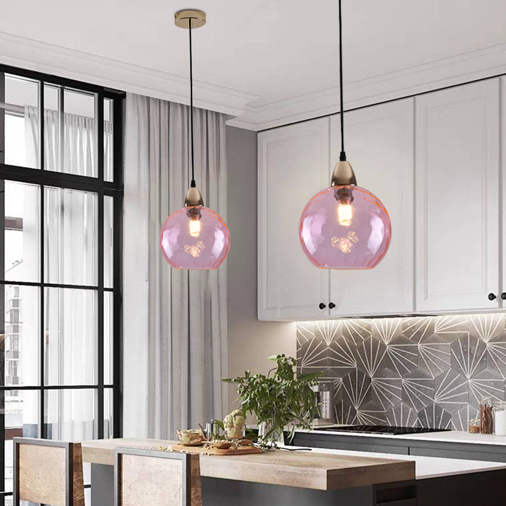 Modern Metal And Glass Bubble Kitchen Island Pendant Light, 10 Color