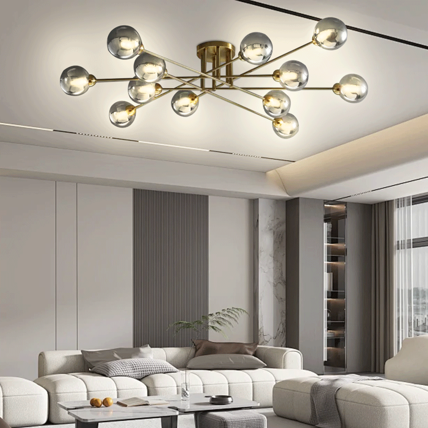 Nordic Metal And Glass Bubble Living Room Chandelier Pendant Light, 6 Color