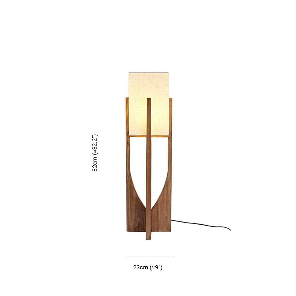 Unusual Wooden And Fabric Cylindrical Study Room Floor Lamp, Walnut/Burlywood, Trichromatic Light