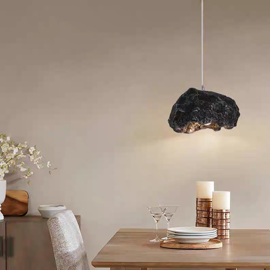 Designer Resin And Acrylic Uneven Dining Room Pendant Light, Antique Brass/Black/Grey/Burlywood