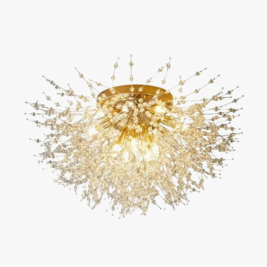 Modern Metal And Acrylic Dandelion Living Room Pendant Light, Gold/Chrome