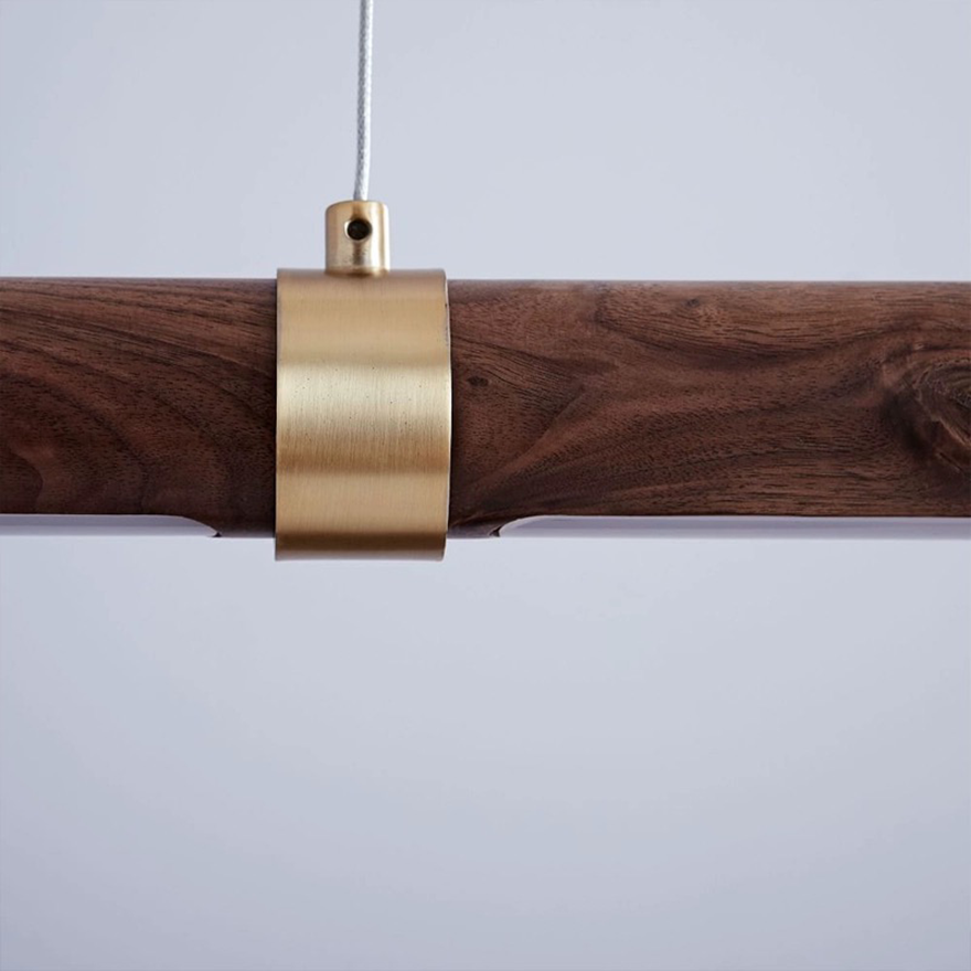 Modern Metal And Wooden Linear Children's Room Pendant Light, Log Color