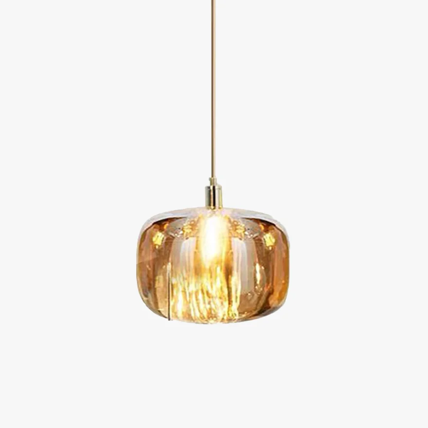 Modern Metal And Glass Geometric Bedroom Pendant Light, Amber