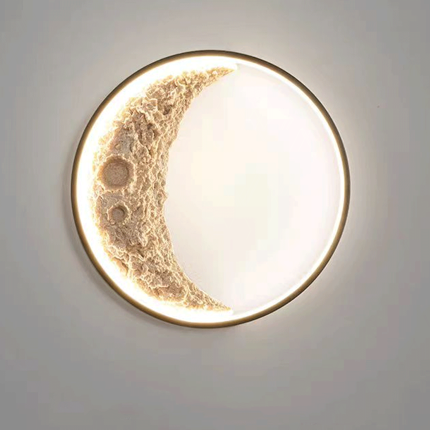 Modern Metal And Resin Lunar Crater Outdoor Wall Lamp, Black