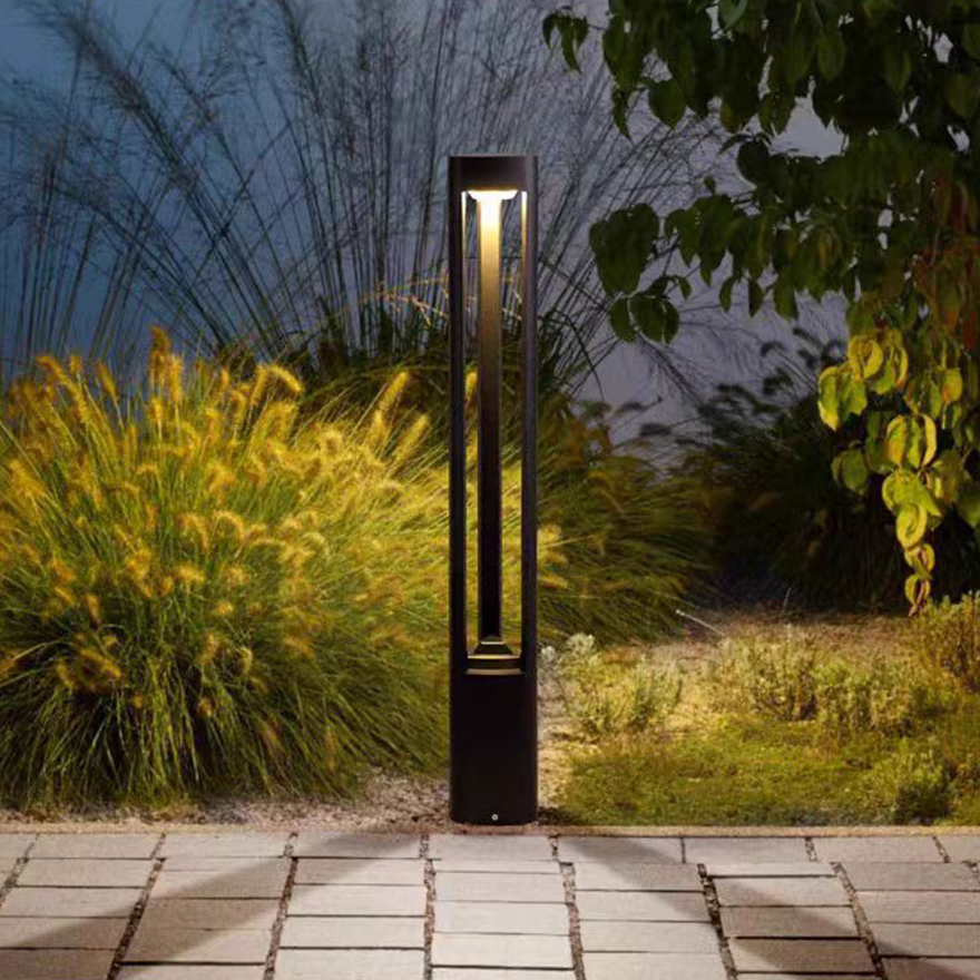 Minimalist Metal And Acrylic Cylindrical Outdoor Path Light, Black