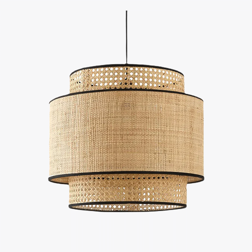 Rusti Metal And Rattan Lantern Study Room Pendant Light, Burlywood