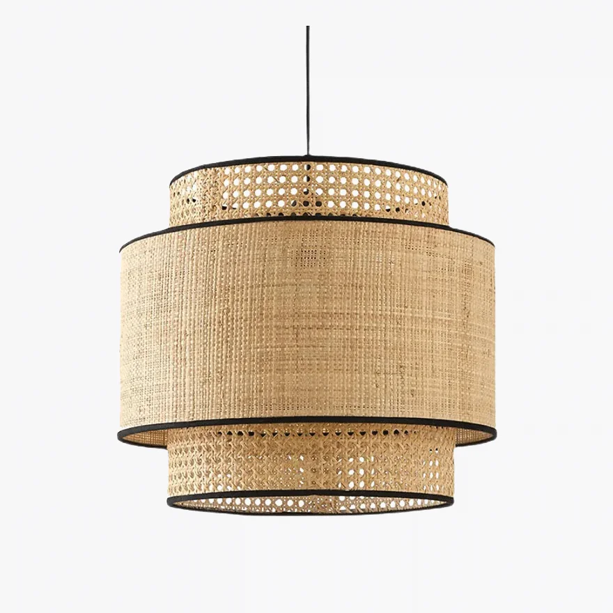 Rusti Metal And Rattan Lantern Study Room Pendant Light, Burlywood