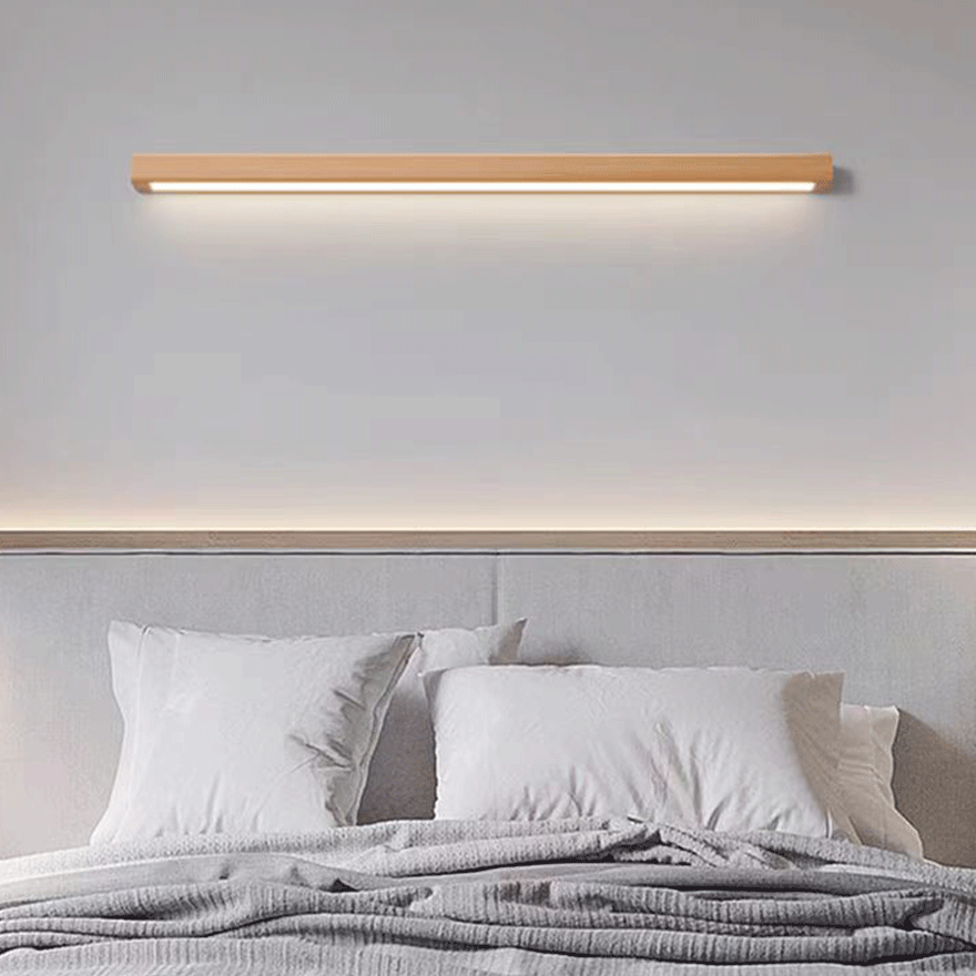 Modern WoodenAnd Acrylic Linear Living Room Wall Lamp, Log Color