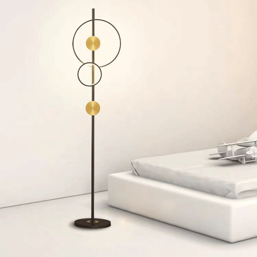 Unusual Metal And Rectangular Ouootdr Floor Lamp, Black-Gold