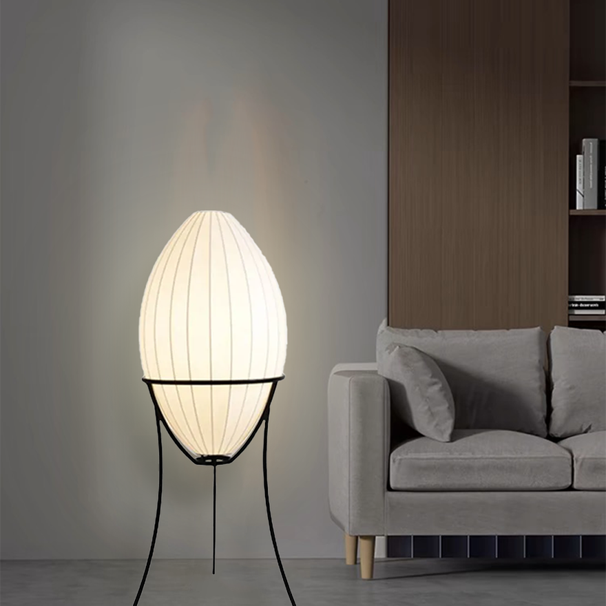 Renée Egg Shaped Floor Lamp, Artificial Fabric & Metal, L 95CM