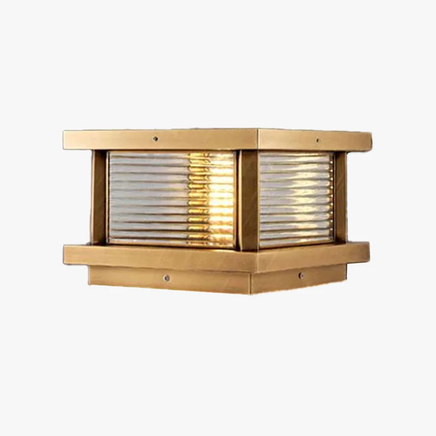 Modern Metal And Glass Square Courtyard Outdoor Pathway Light, Black/Brass/Bronze