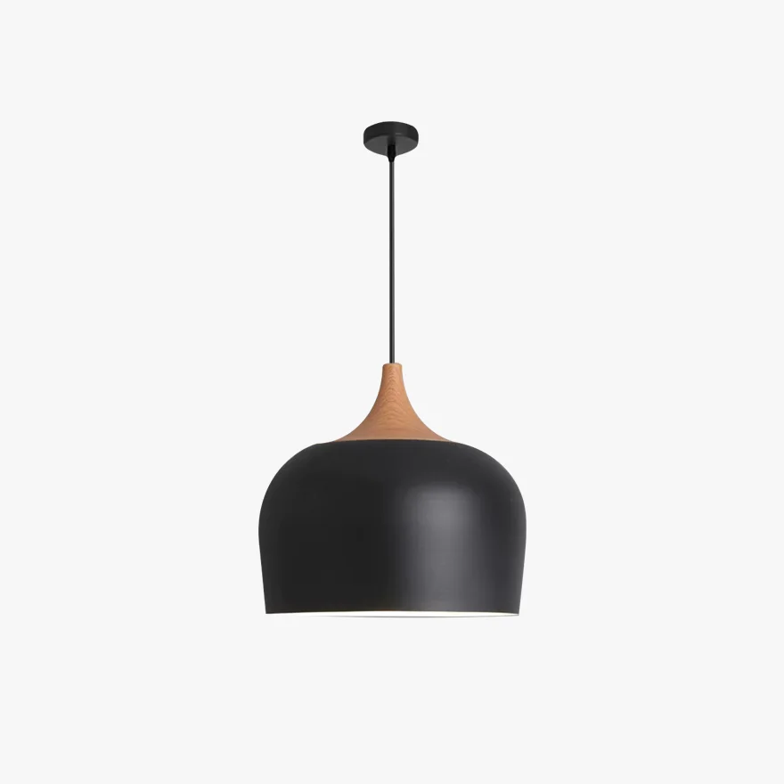 Modern Metal And Wood Bowled Kitchen Island Pendant Light, Black/White