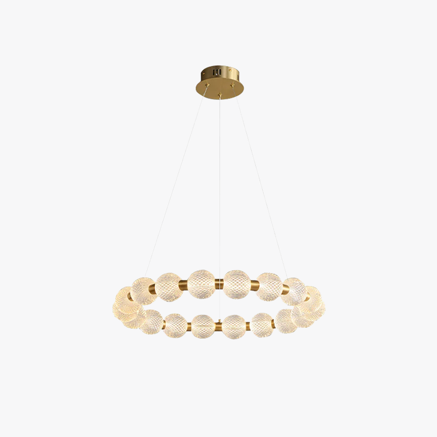 Nordic Metal And Acrylic Ring Living Room Pendant Light, Gold, Trichromatic Light