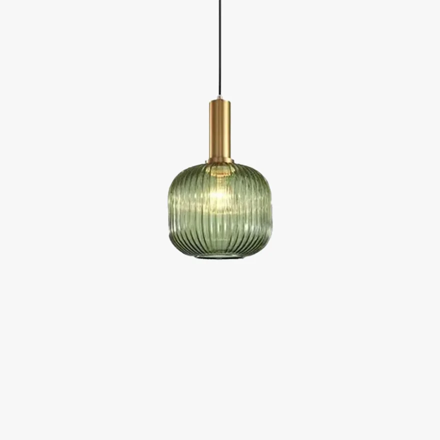 Minimalist Metal And Acylic Lantern Living Room Pendant Light, Cognac/Green/Grey, Trichromatic Light