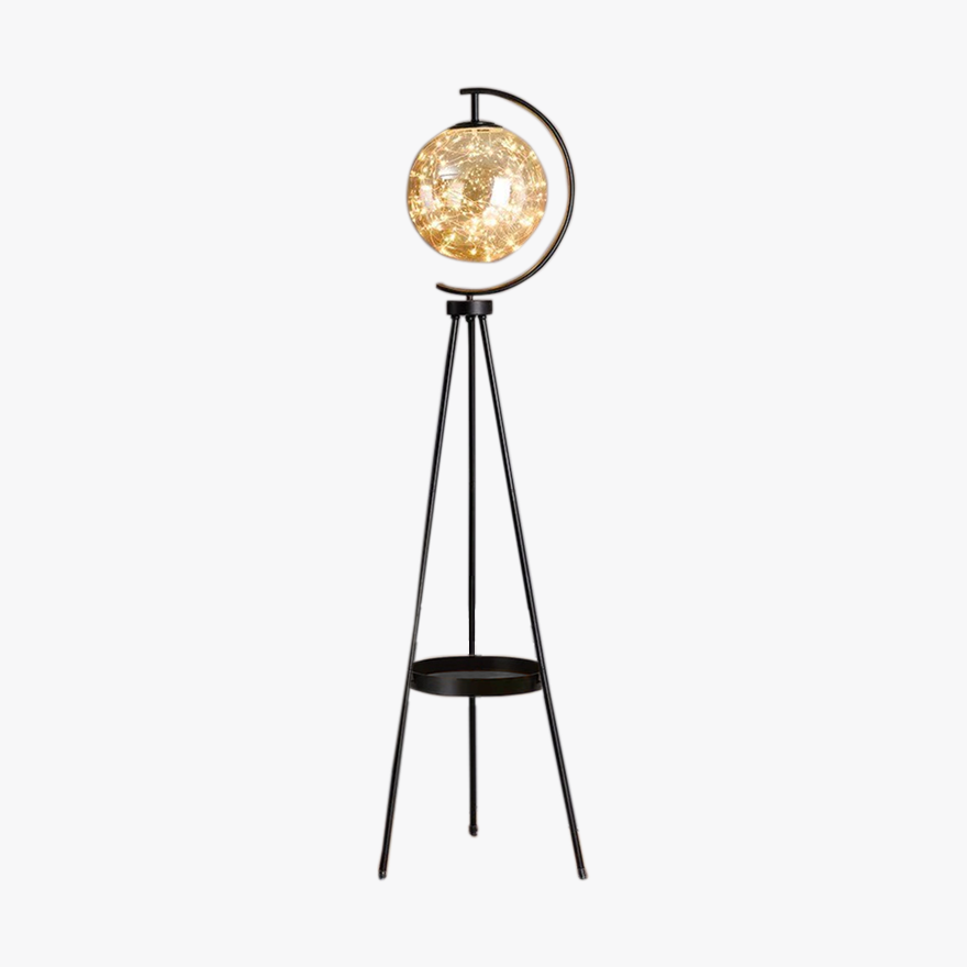 Designer Metal Ball Dining Room Floor Lamp, Black/Gold