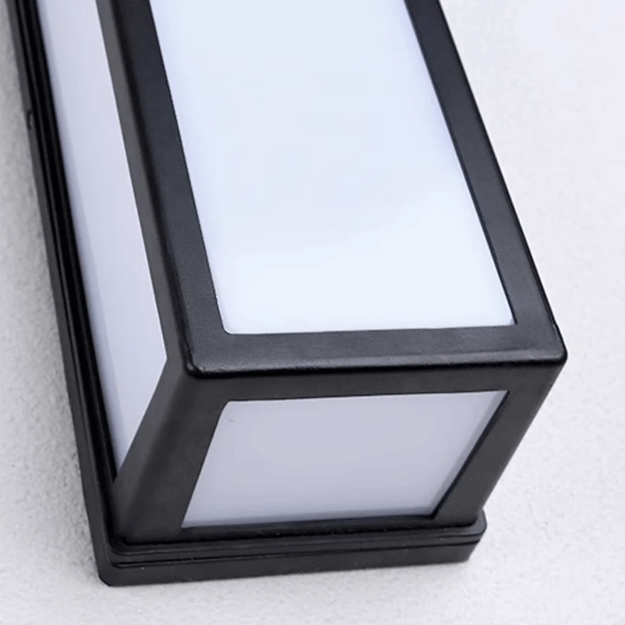 Minimalist Metal And Acrylic Rectangular Outdoor Wall Lamp, Black