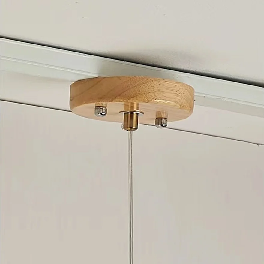 Nordic Wooden And Glass Bubble Kitchen Pendant Light, Burlywood/Walnut