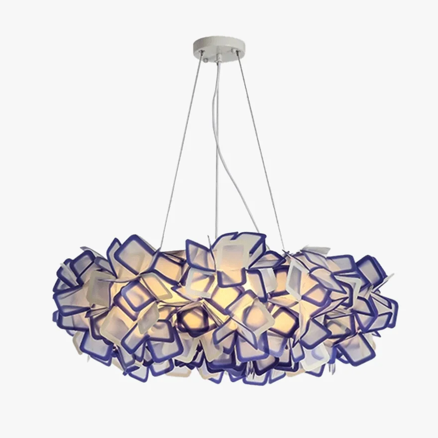 Designer Metal Flower Living Room Pendant Light, Black/Blue/Clear/Purple/White/Muticolour