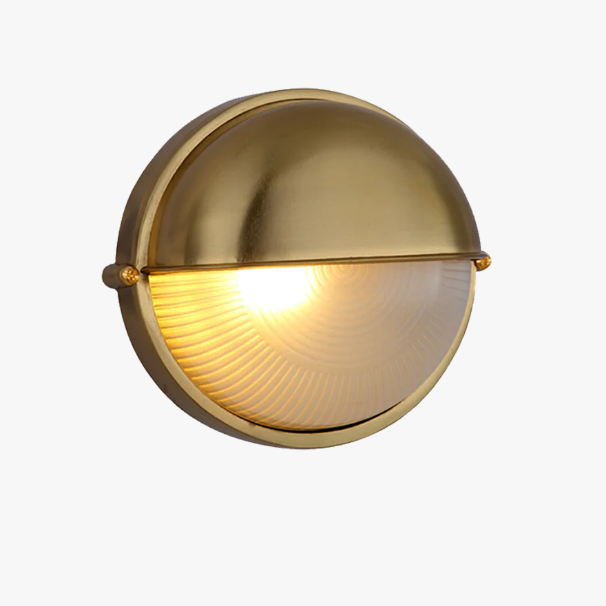 Minimalist Metal And Glass Geometric Outdoor Wall Lamp, Gold/Silver