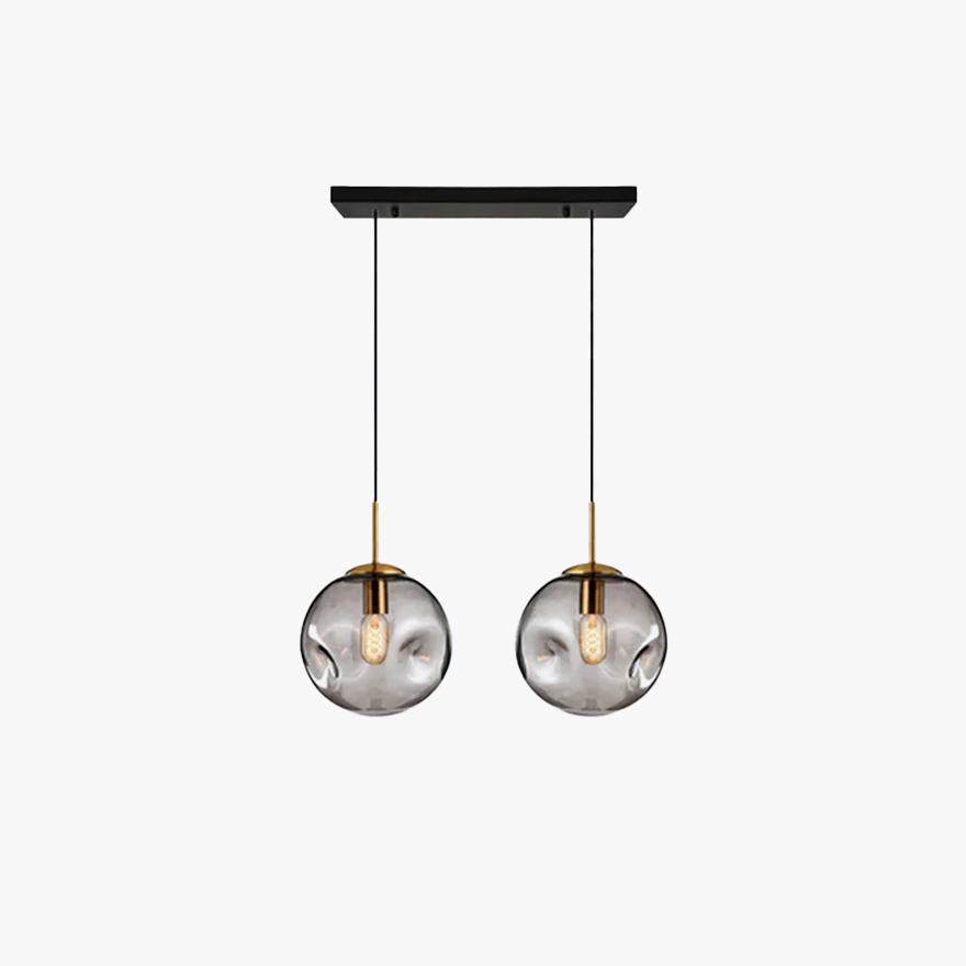 Modern Metal And Glass Bubble Study Room Pendant Light, Amber/Smoke Grey