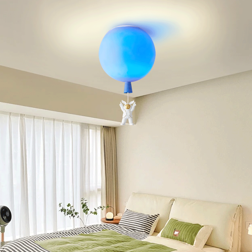 Designer Acrylic Astronaut Balloon Children's Room Ceiling Light, 8 Color