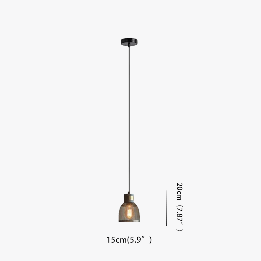 Industrial Metal And Cement Geometric Dining Room Pendant Light, Grey