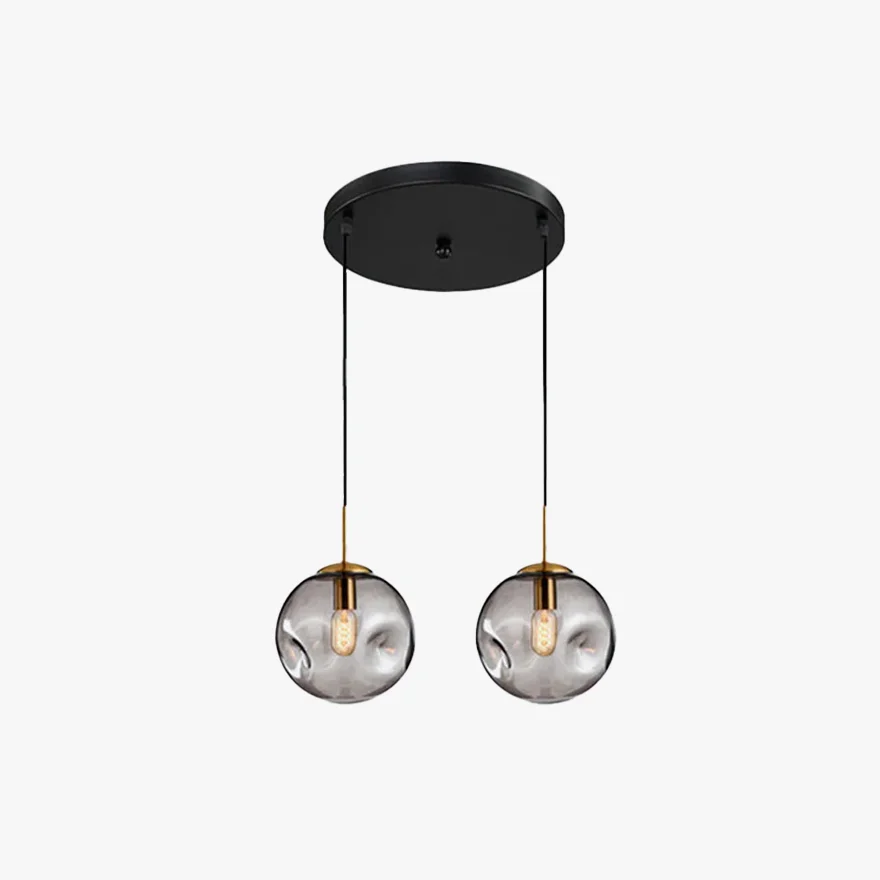 Modern Metal And Glass Bubble Study Room Pendant Light, Amber/Smoke Grey