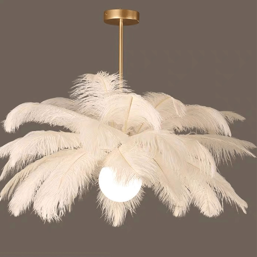 Nordic Feather And Acylic Cluster Dining Room Chandelier Pendant Light, White