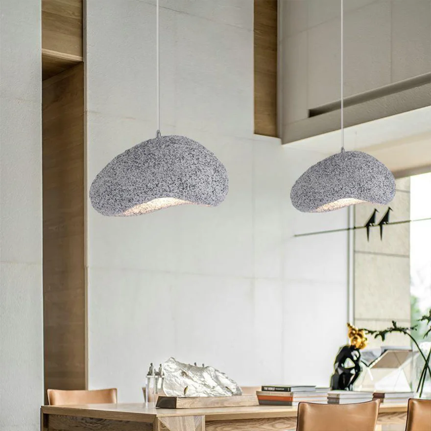 Minimalist Acrylic And Resin Bread Shape Dining Room Pendant Light, Grey/Dark Grey