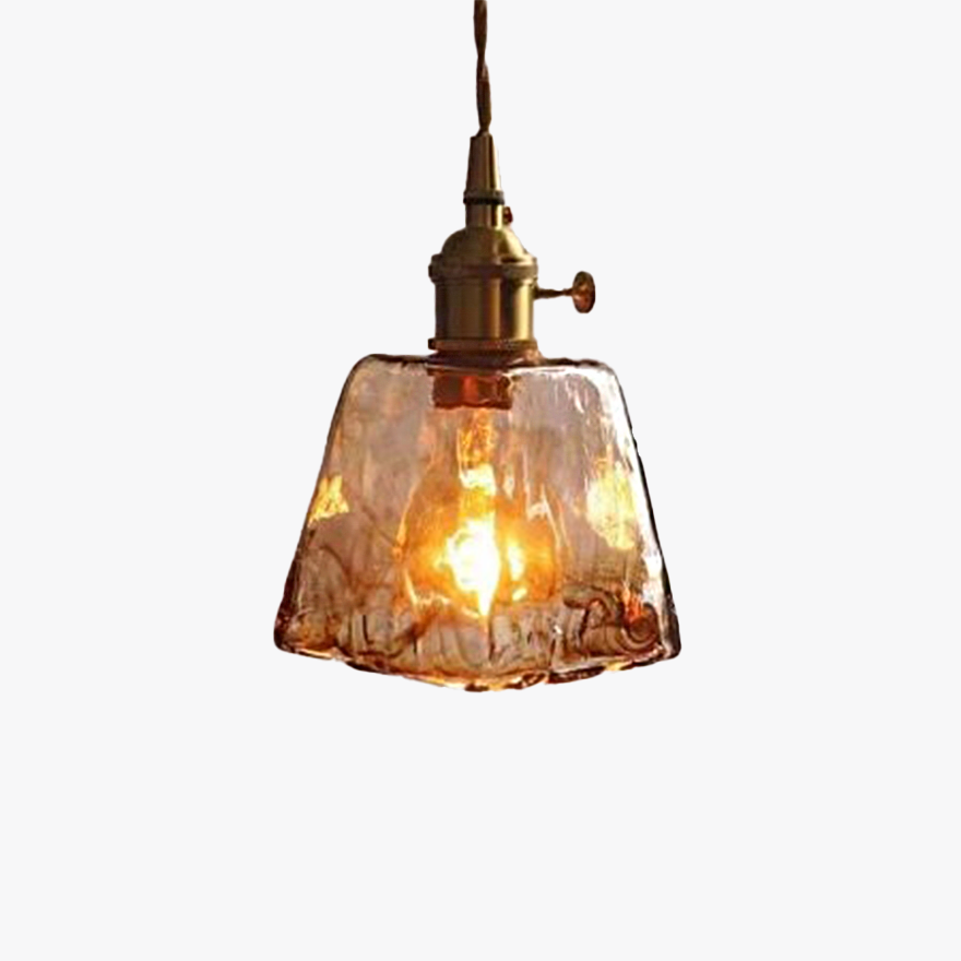 Modern Metal And Glass Geometric Dining Room Pendant Light, Amber