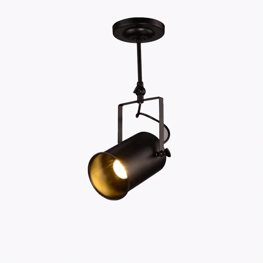 Industrial Metal Cylindrical Study Room Pendant Light, Black