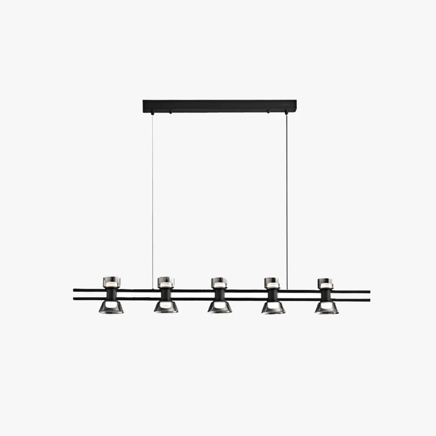 Designer Pure Copper And Glass Linear Dining Room Pendant Light, Black/Gold