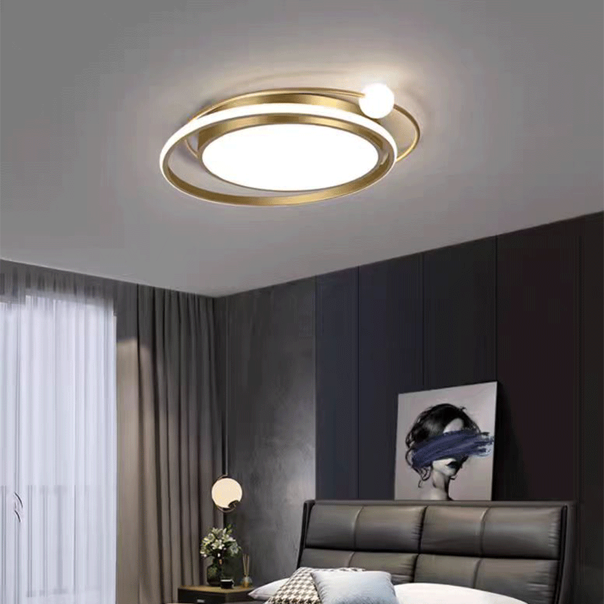 Designer Metal Planet Living Room Ceiling Light, Black/Gold