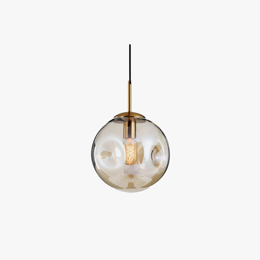 Modern Metal And Glass Bubble Study Room Pendant Light, Amber/Smoke Grey