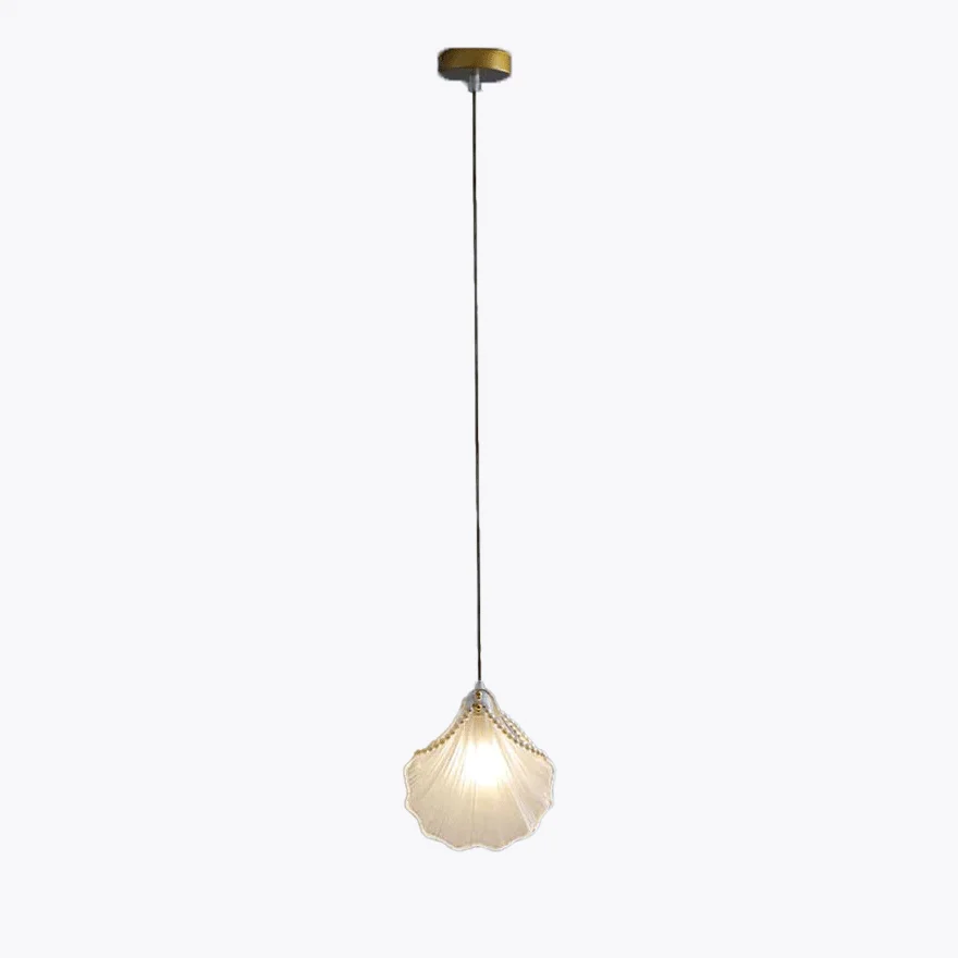 Designer Metal And Acrylic Pearl Shell Living Room Pendant Light, White