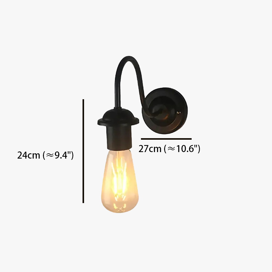 Vintage Metal Wrought Iron Living Room Wall Lamp, Black