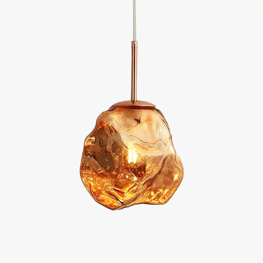 Designer Metal And Glass Rocky Kitchen Island Pendant Light, Gold/Rose gold/Silver/Smoke Gray