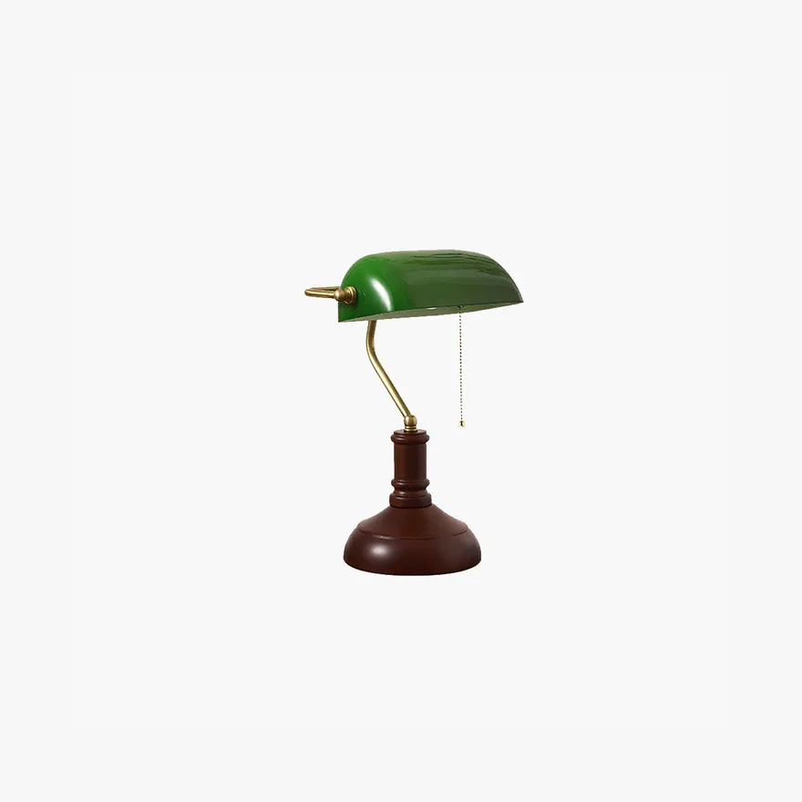 Vintage/Retro Metal And Glass Arched Study Room Table Lamp, Green | Liiffy