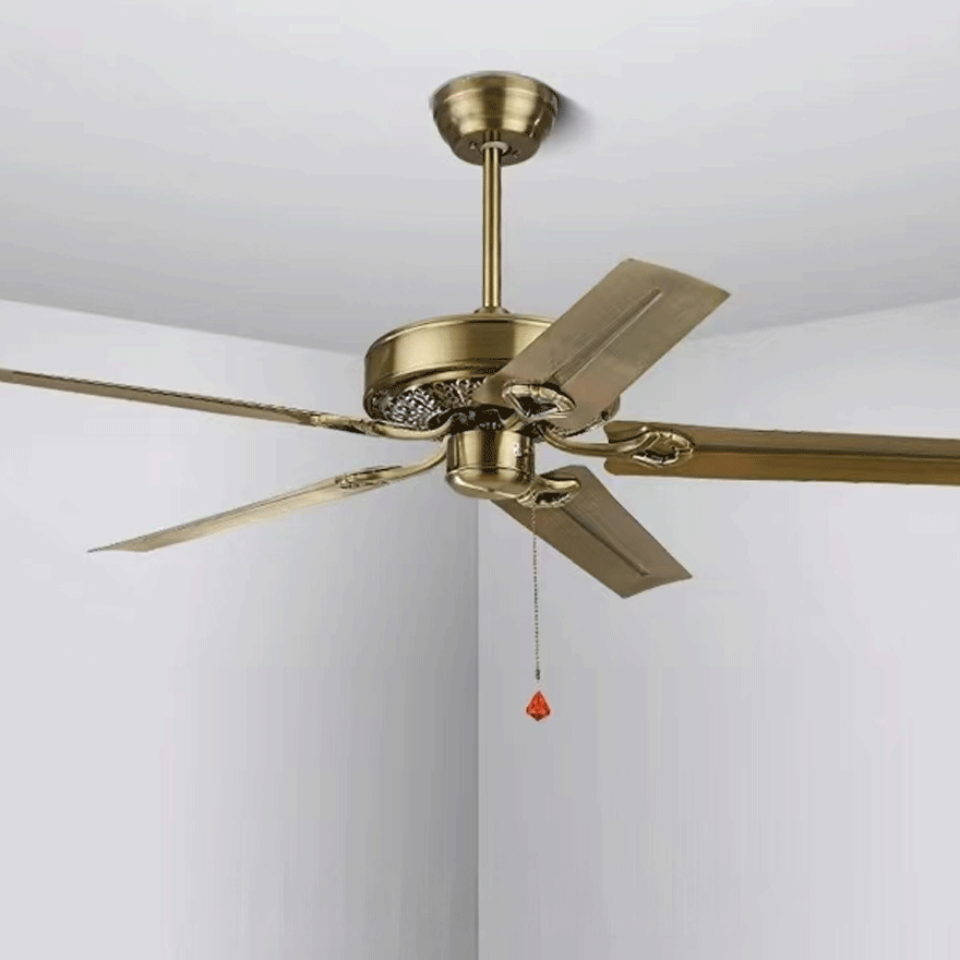 Industrial  Metal Radiographic Study Room Ceiling Fan, Brass