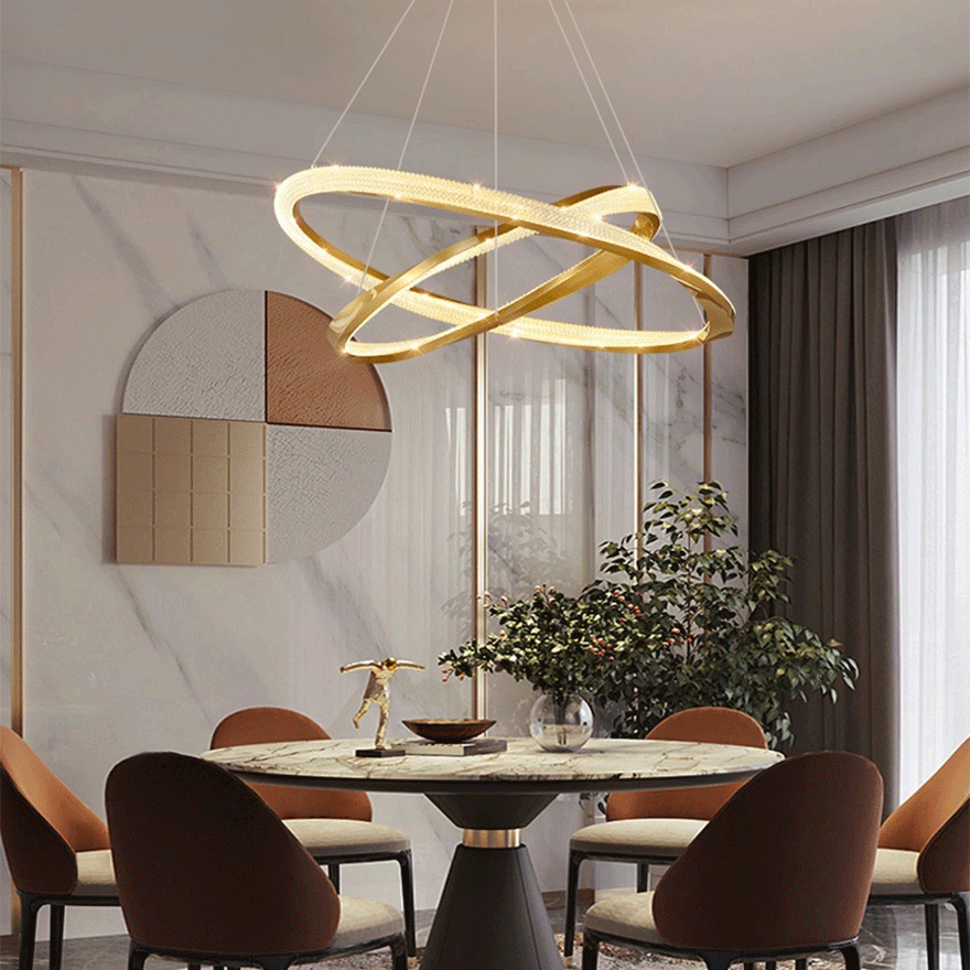 Modern Metal And Acylic Ring Bedroom Pendant Light, Gold/Silver